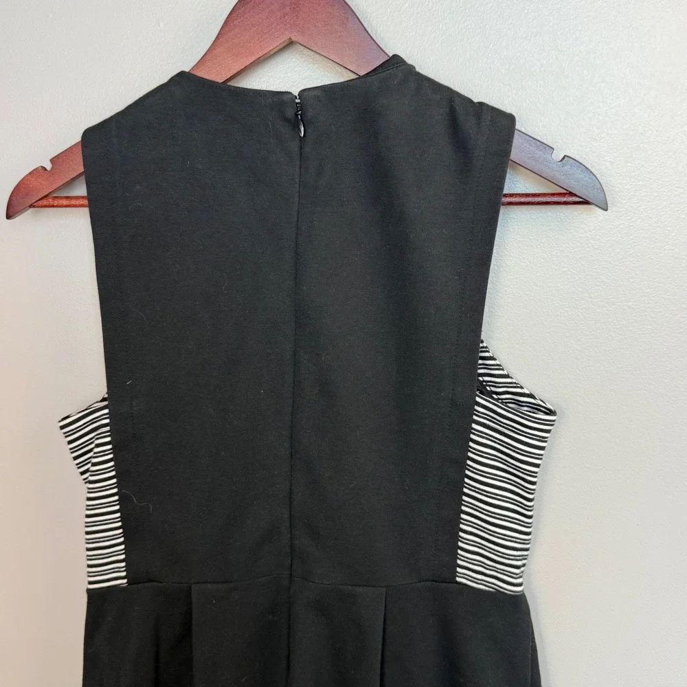Madewell 1937 Sheath Dress Women's‎ 6 Black Sleeveless Striped Side Panels